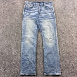 BKE Buckle Jeans Mens 32x34 Blue Jake Straight Leg Western White Stitch Whiskers